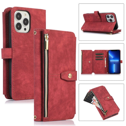 Dream 9-Card Wallet Zipper Bag Leather Phone Case, For iPhone 13, For iPhone 13 Pro, For iPhone 13 Pro Max, For iPhone 12 mini