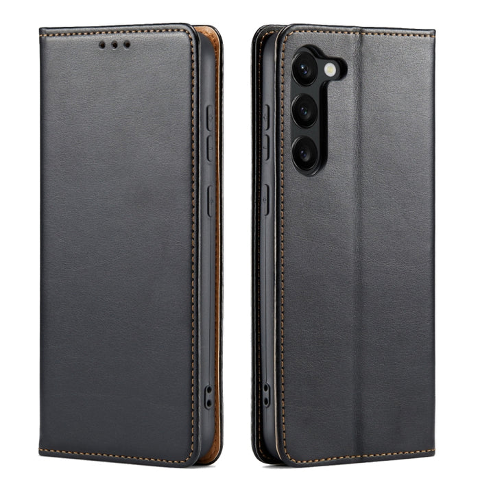 Fierre Shann PU Genuine Leather Texture Leather Phone Case, For Samsung Galaxy S23 5G