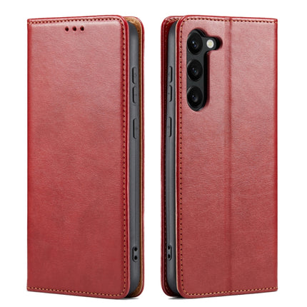 Fierre Shann PU Genuine Leather Texture Leather Phone Case, For Samsung Galaxy S23 5G