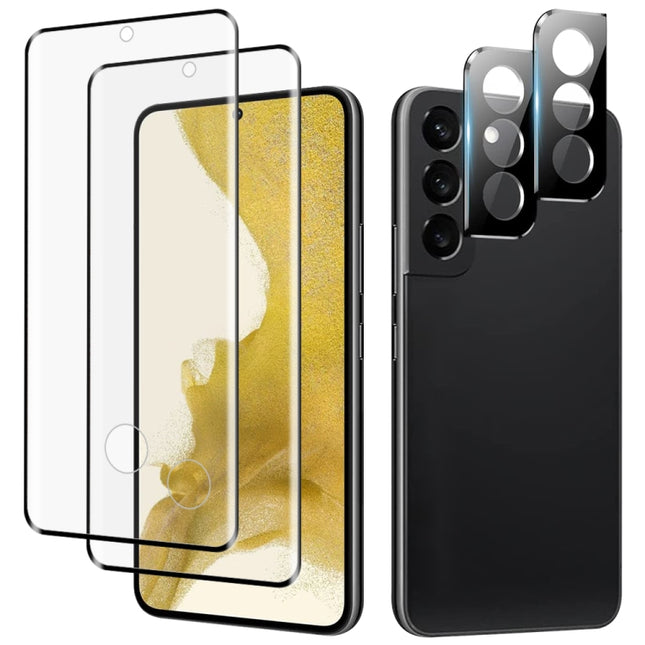 2pcs 3D Curved Edge Full Screen Tempered Glass Film with 2pcs Lens Protector, For Samsung Galaxy S22+ 5G(ZH), For Samsung Galaxy S22 5G(ZH), For Samsung Galaxy S22 Ultra 5G(ZH)