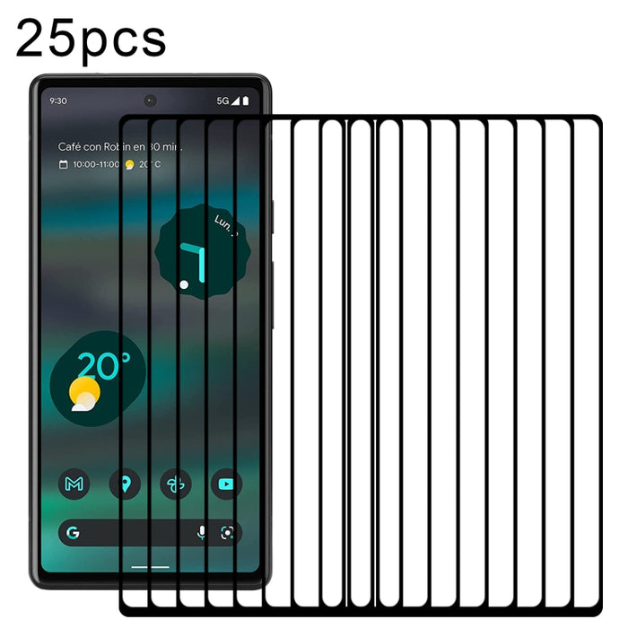 25pcs Full Glue Full Cover Screen Protector Tempered Glass Film, For Google Pixel 6a (25 PCS), For Google Pixel 7 (25 PCS)