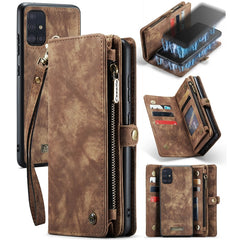 CaseMe Detachable Multifunctional Horizontal Flip Leather Case, with Card Slot & Holder & Zipper Wallet & Photo Frame, For Samsung Galaxy A51, For Galaxy A71