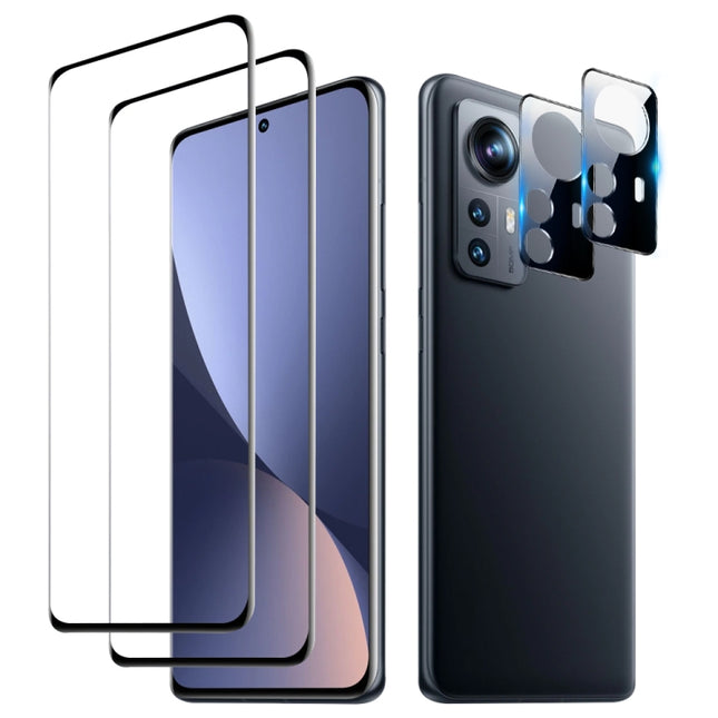 2pcs 3D Edge Glue Tempered Glass Full Film with 2pcs Lens Film Set, For Xiaomi 12 (Set), For Xiaomi 12 Pro (Set), For Xiaomi 12X (Set), For Xiaomi 12S Ultra (Set)