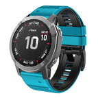 For Garmin Fenix 7X / 6X / 5X 26mm / Sky Blue + Black