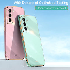 XINLI Straight Edge 6D Electroplate TPU Phone Case with Ring Holder, For Samsung Galaxy S21 5G, For Samsung Galaxy S21+ 5G, For Samsung Galaxy S21 Ultra 5G