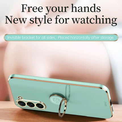 XINLI Straight Edge 6D Electroplate TPU Phone Case with Ring Holder, For Samsung Galaxy S22 5G, For Samsung Galaxy S22+ 5G