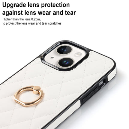 Rhombic PU Leather Phone Case with Ring Holder, For iPhone 14, For iPhone 14 Plus, For iPhone 14 Pro