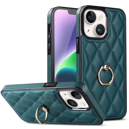 Rhombic PU Leather Phone Case with Ring Holder, For iPhone 14, For iPhone 14 Plus, For iPhone 14 Pro
