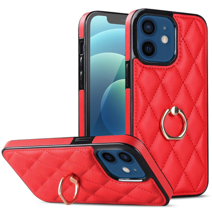 Rhombic PU Leather Phone Case with Ring Holder, For iPhone 13 Pro, For iPhone 13 Pro Max, For iPhone 12 mini