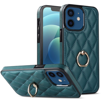 Rhombic PU Leather Phone Case with Ring Holder, For iPhone 13 Pro, For iPhone 13 Pro Max, For iPhone 12 mini