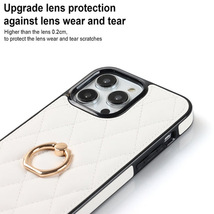 Rhombic PU Leather Phone Case with Ring Holder, For iPhone 12 / 12 Pro, For iPhone 12 Pro Max, For iPhone 11