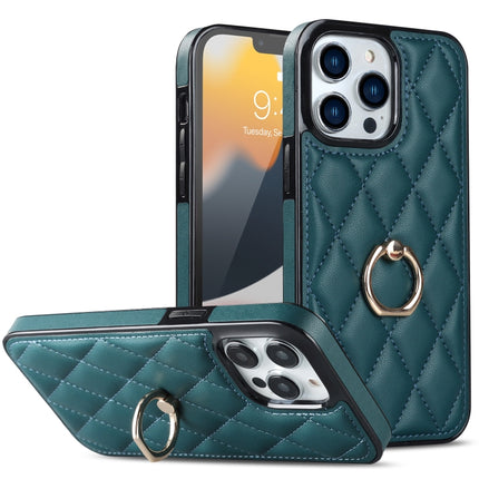 Rhombic PU Leather Phone Case with Ring Holder, For iPhone 12 / 12 Pro, For iPhone 12 Pro Max, For iPhone 11