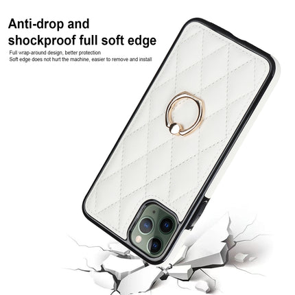 Rhombic PU Leather Phone Case with Ring Holder, For iPhone 11 Pro, For iPhone 11 Pro Max, For iPhone X / XS