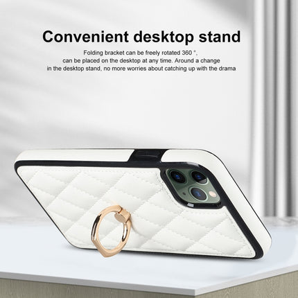 Rhombic PU Leather Phone Case with Ring Holder, For iPhone 11 Pro, For iPhone 11 Pro Max, For iPhone X / XS
