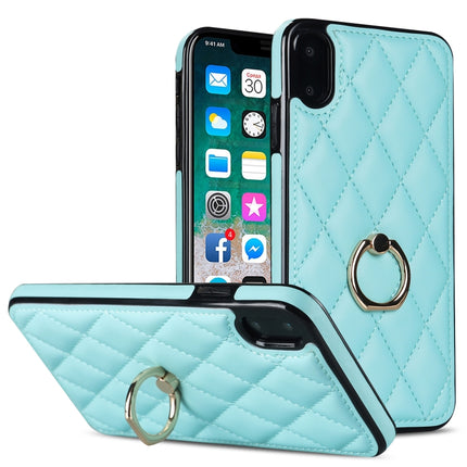 Rhombic PU Leather Phone Case with Ring Holder, For iPhone 11 Pro, For iPhone 11 Pro Max, For iPhone X / XS