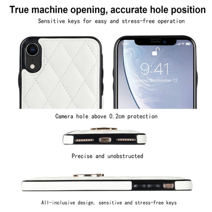 Rhombic PU Leather Phone Case with Ring Holder, For iPhone XR, For iPhone XS Max, For iPhone SE 2020 / SE 2022 / 7 / 8