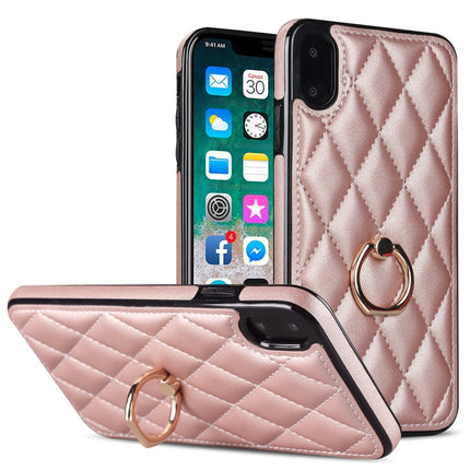 Rhombic PU Leather Phone Case with Ring Holder, For iPhone XR, For iPhone XS Max, For iPhone SE 2020 / SE 2022 / 7 / 8