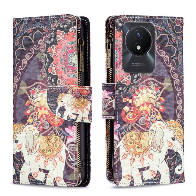 Colored Drawing Pattern Zipper Leather Phone Case, For vivo Y02 4G, For Xiaomi Redmi 12C, For Xiaomi Redmi K60 / K60 Pro