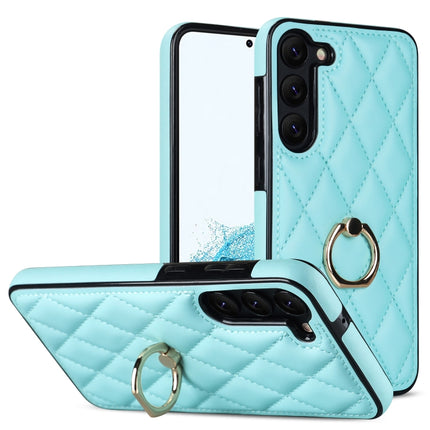 Rhombic PU Leather Phone Case with Ring Holder, For Samsung Galaxy S23 5G, For Samsung Galaxy S23+ 5G, For Samsung Galaxy S23 Ultra 5G