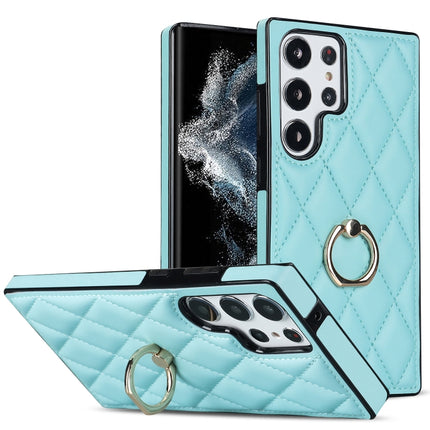 Rhombic PU Leather Phone Case with Ring Holder, For Samsung Galaxy S23 5G, For Samsung Galaxy S23+ 5G, For Samsung Galaxy S23 Ultra 5G