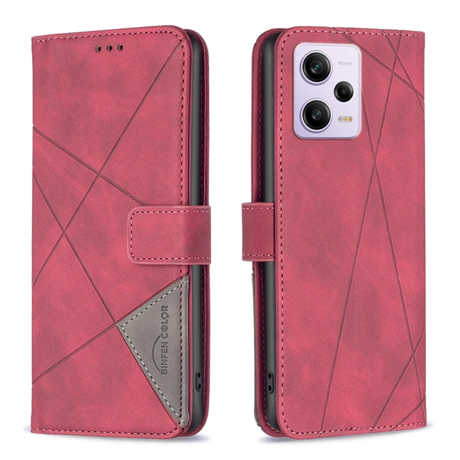 Magnetic Buckle Rhombus Texture Leather Phone Case, For Xiaomi Redmi Note 12 Pro 5G Global, For Xiaomi Redmi Note 12 Global