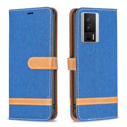 Color Block Denim Texture Leather Phone Case, For Xiaomi Redmi K60 / K60 Pro, For Xiaomi Redmi Note 12 Pro+ Global