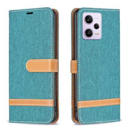 Color Block Denim Texture Leather Phone Case, For Xiaomi Redmi K60 / K60 Pro, For Xiaomi Redmi Note 12 Pro+ Global