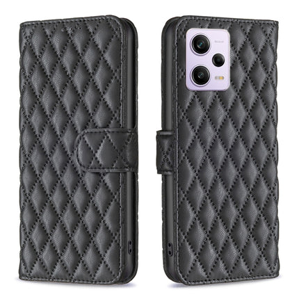 Diamond Lattice Wallet Leather Flip Phone Case, For Xiaomi Redmi Note 12 Pro 5G Global, For Xiaomi Redmi Note 12 Global