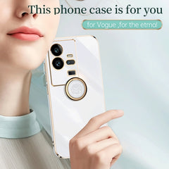 XINLI Straight Edge 6D Electroplate TPU Phone Case with Ring Holder, For vivo iQOO 11 Pro 5G, For Xiaomi Redmi 12C 4G, For Xiaomi Redmi Note 12 Pro Speed