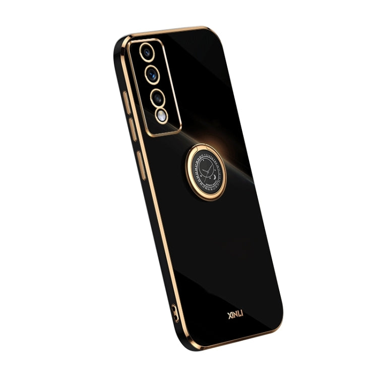 XINLI Straight Edge 6D Electroplate TPU Phone Case with Ring Holder, For Honor 80 GT 5G, For Honor 80 Pro Flat