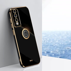 XINLI Straight Edge 6D Electroplate TPU Phone Case with Ring Holder, For Honor 80 GT 5G, For Honor 80 Pro Flat