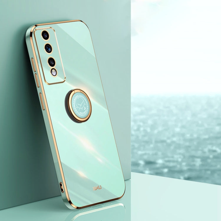 XINLI Straight Edge 6D Electroplate TPU Phone Case with Ring Holder, For Honor 80 GT 5G, For Honor 80 Pro Flat