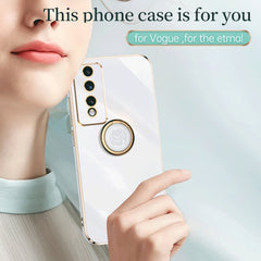 XINLI Straight Edge 6D Electroplate TPU Phone Case with Ring Holder, For Honor 80 GT 5G, For Honor 80 Pro Flat