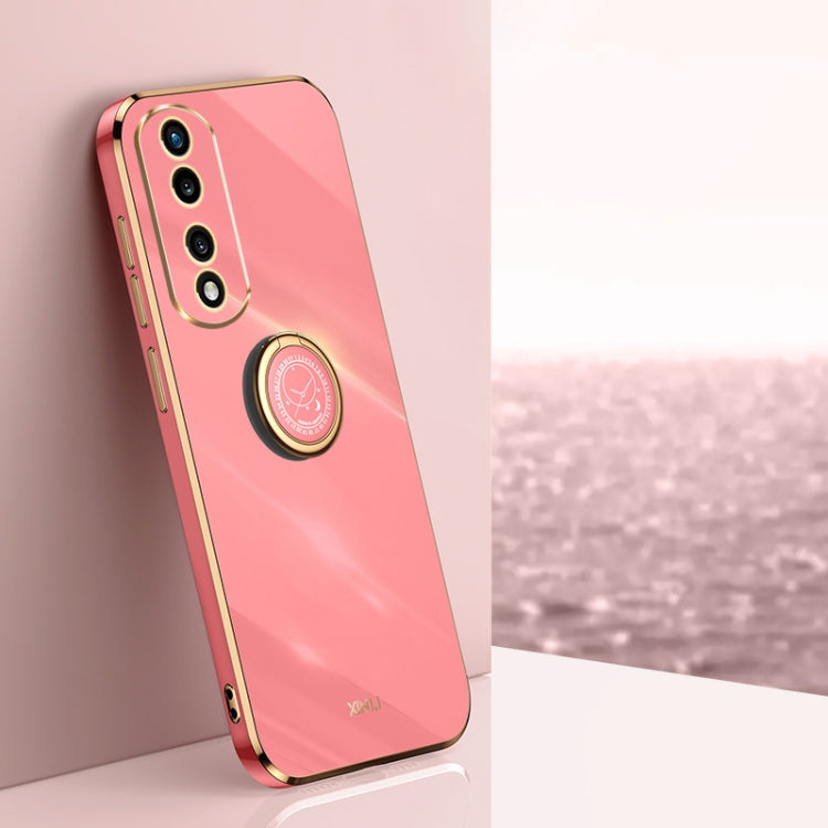 XINLI Straight Edge 6D Electroplate TPU Phone Case with Ring Holder, For Honor 80 GT 5G, For Honor 80 Pro Flat