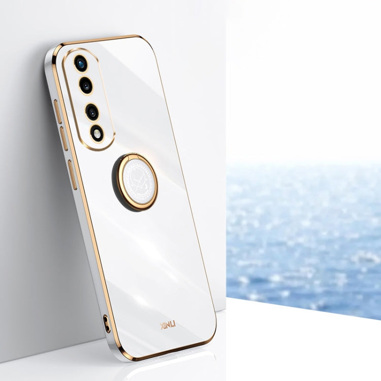 XINLI Straight Edge 6D Electroplate TPU Phone Case with Ring Holder, For Honor 80 GT 5G, For Honor 80 Pro Flat