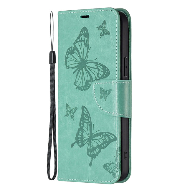 Embossing Two Butterflies Pattern Leather Phone Case, For Xiaomi Redmi Note 12 Pro 5G Global, For Xiaomi Redmi Note 12 Global