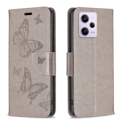 Embossing Two Butterflies Pattern Leather Phone Case, For Xiaomi Redmi Note 12 Pro 5G Global, For Xiaomi Redmi Note 12 Global