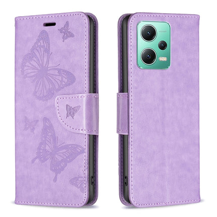 Embossing Two Butterflies Pattern Leather Phone Case, For Xiaomi Redmi Note 12 Pro 5G Global, For Xiaomi Redmi Note 12 Global