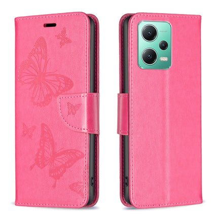 Embossing Two Butterflies Pattern Leather Phone Case, For Xiaomi Redmi Note 12 Pro 5G Global, For Xiaomi Redmi Note 12 Global