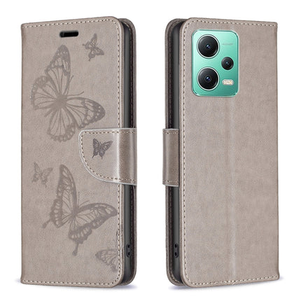 Embossing Two Butterflies Pattern Leather Phone Case, For Xiaomi Redmi Note 12 Pro 5G Global, For Xiaomi Redmi Note 12 Global