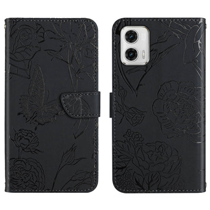 HT03 Skin Feel Butterfly Embossed Flip Leather Phone Case, For Motorola Moto G73 5G, For OPPO A58 5G/A78 5G, For OPPO Reno8 T 4G, For TCL 40 SE
