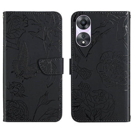 HT03 Skin Feel Butterfly Embossed Flip Leather Phone Case, For Motorola Moto G73 5G, For OPPO A58 5G/A78 5G, For OPPO Reno8 T 4G, For TCL 40 SE