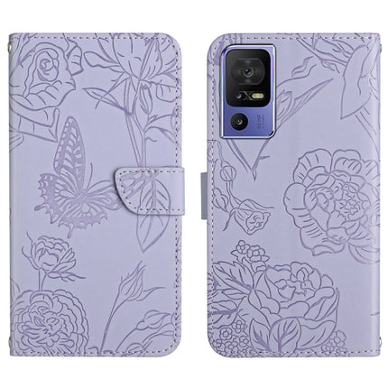 HT03 Skin Feel Butterfly Embossed Flip Leather Phone Case, For Motorola Moto G73 5G, For OPPO A58 5G/A78 5G, For OPPO Reno8 T 4G, For TCL 40 SE