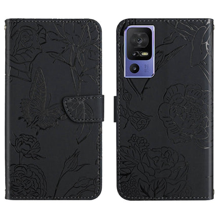 HT03 Skin Feel Butterfly Embossed Flip Leather Phone Case, For Motorola Moto G73 5G, For OPPO A58 5G/A78 5G, For OPPO Reno8 T 4G, For TCL 40 SE