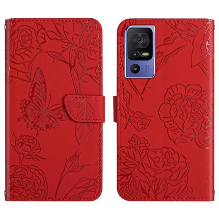 HT03 Skin Feel Butterfly Embossed Flip Leather Phone Case, For Motorola Moto G73 5G, For OPPO A58 5G/A78 5G, For OPPO Reno8 T 4G, For TCL 40 SE