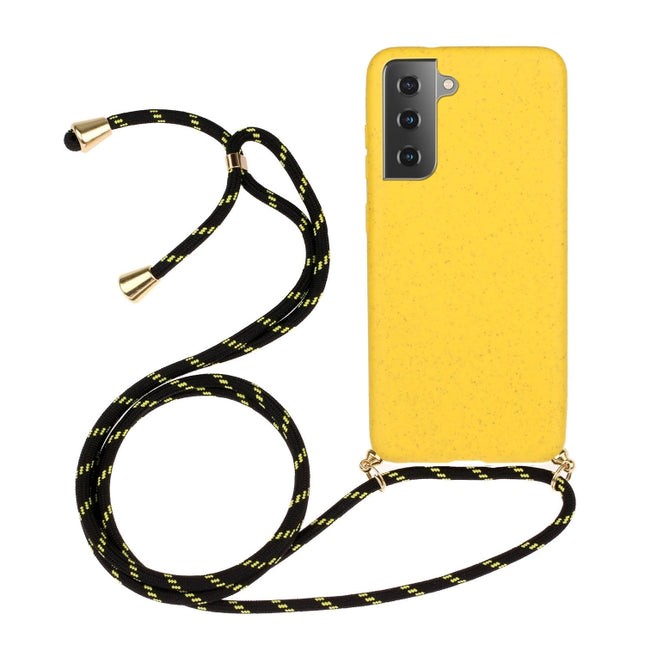 Wheat Straw Material + TPU Phone Case with Lanyard, For Samsung Galaxy A14 5G, For Samsung Galaxy S23 FE 5G, For Samsung Galaxy A34 5G, For Samsung Galaxy A54 5G