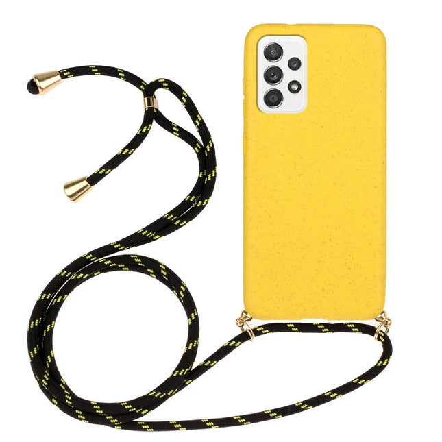 Wheat Straw Material + TPU Phone Case with Lanyard, For Samsung Galaxy A23, For Samsung Galaxy A22 5G