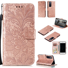 Lace Flower Embossing Pattern Horizontal Flip Leather Case , with Holder & Card Slots & Wallet & Photo Frame & Lanyard, For Huawei Nova 7, For Huawei Nova 7 Pro, For Huawei Nova 7 SE, For Huawei P40 Pro Plus, For Huawei Honor 30