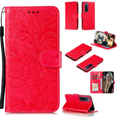 Lace Flower Embossing Pattern Horizontal Flip Leather Case , with Holder & Card Slots & Wallet & Photo Frame & Lanyard, For Huawei Nova 7, For Huawei Nova 7 Pro, For Huawei Nova 7 SE, For Huawei P40 Pro Plus, For Huawei Honor 30