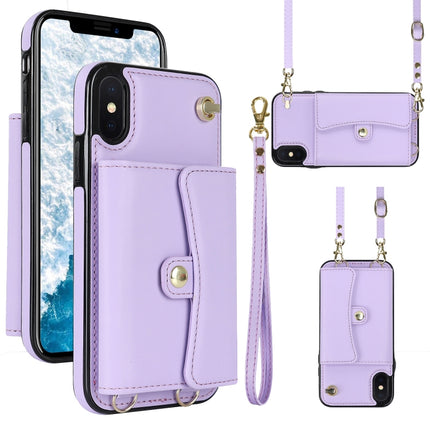 RFID Card Slot Phone Case with Long Lanyard, For iPhone XS Max, For iPhone 8 Plus / 7 Plus, For iPhone XR